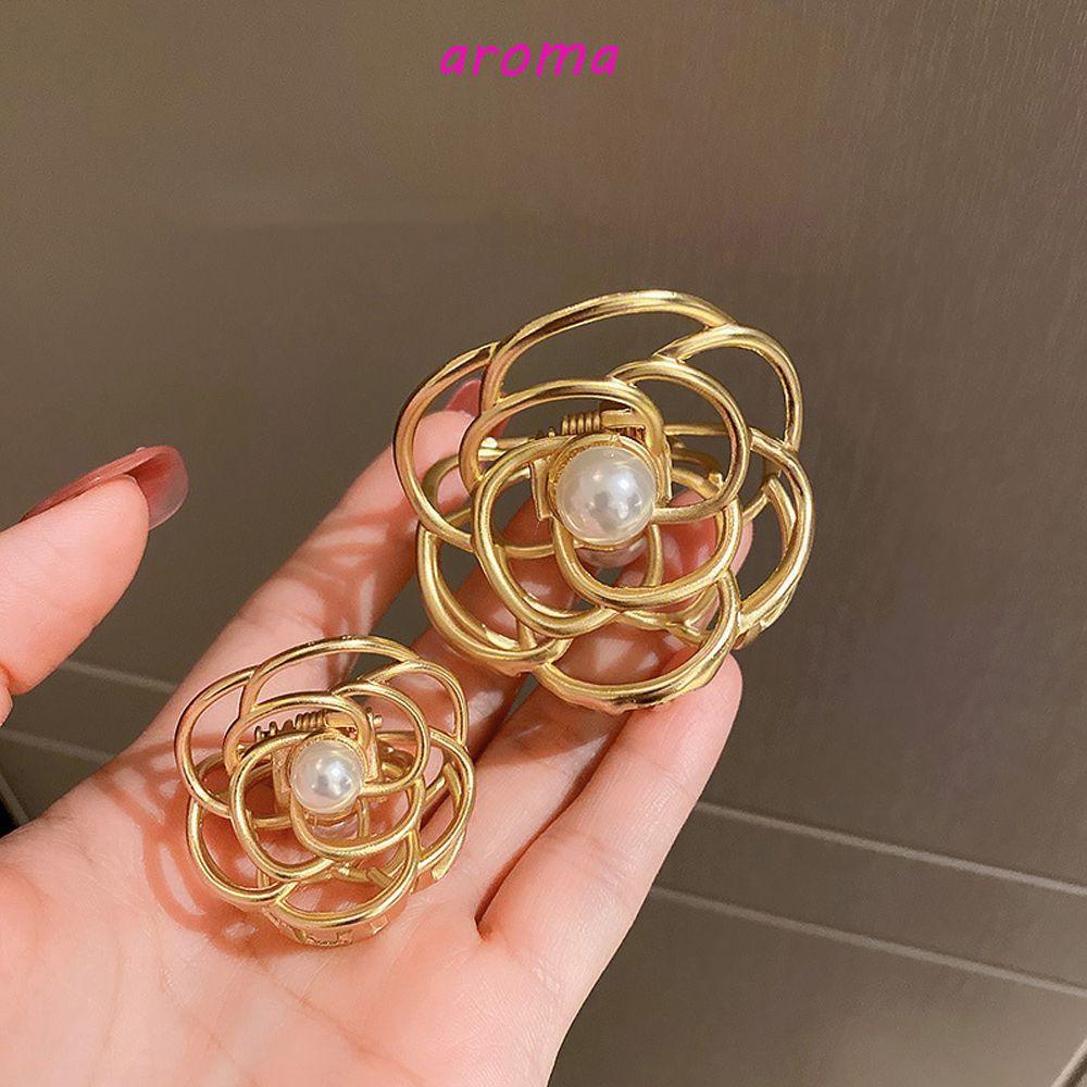 AROMA Kẹp Tóc Kim Loại Hình Hoa Trà Phong Cách Hàn Quốc