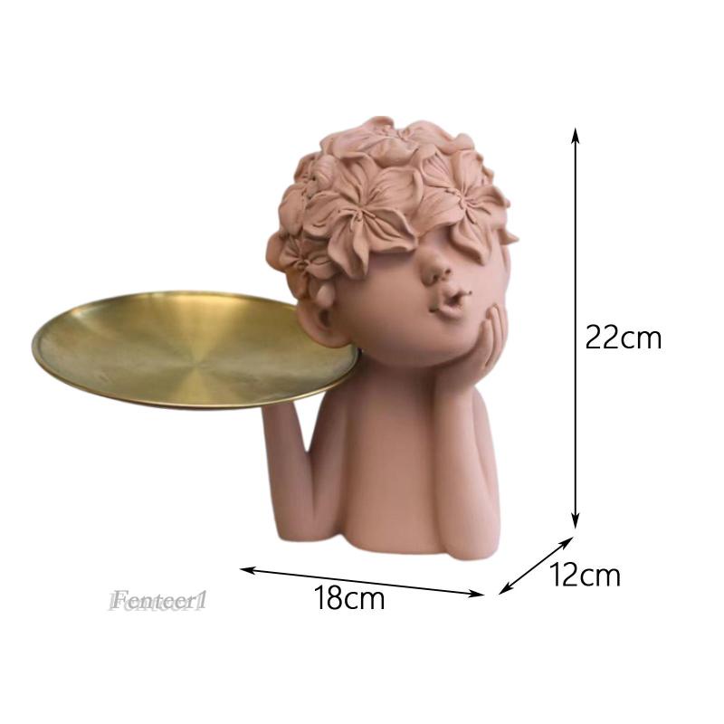 Khay Điêu Khắc Hình Cô Gái Và Cánh Hoa Hiện Đại Sáng Tạo Kèm Khay Để Bàn Trang Trí Phòng Khách / Quán Bar