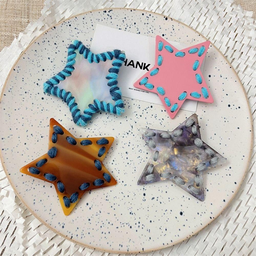 ANEMONE Kẹp Tóc Nhựa Y2k Hình Ngôi Sao Màu Sắc Tương Phản Sáng Tạo Cho Bữa Tiệc