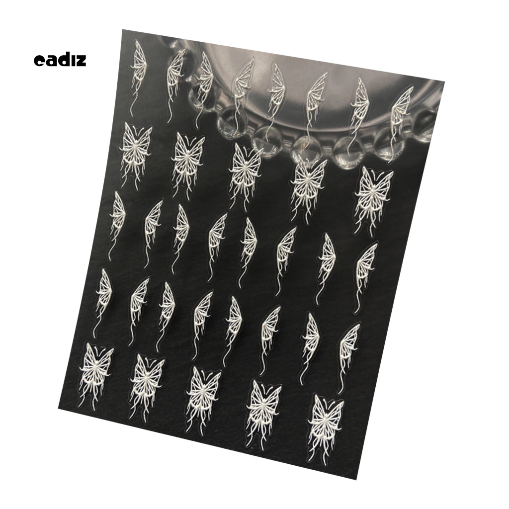 Miếng Dán Trang Trí Móng Tay Chống Rơi Hình Bướm Màu Trắng Đen Mini DIY