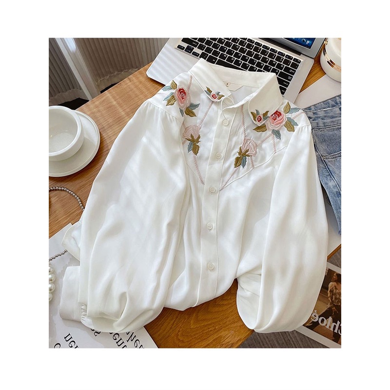 Áo Sơmi DàI Tay Thêu Hoa Xinh XắN Cho Nữ