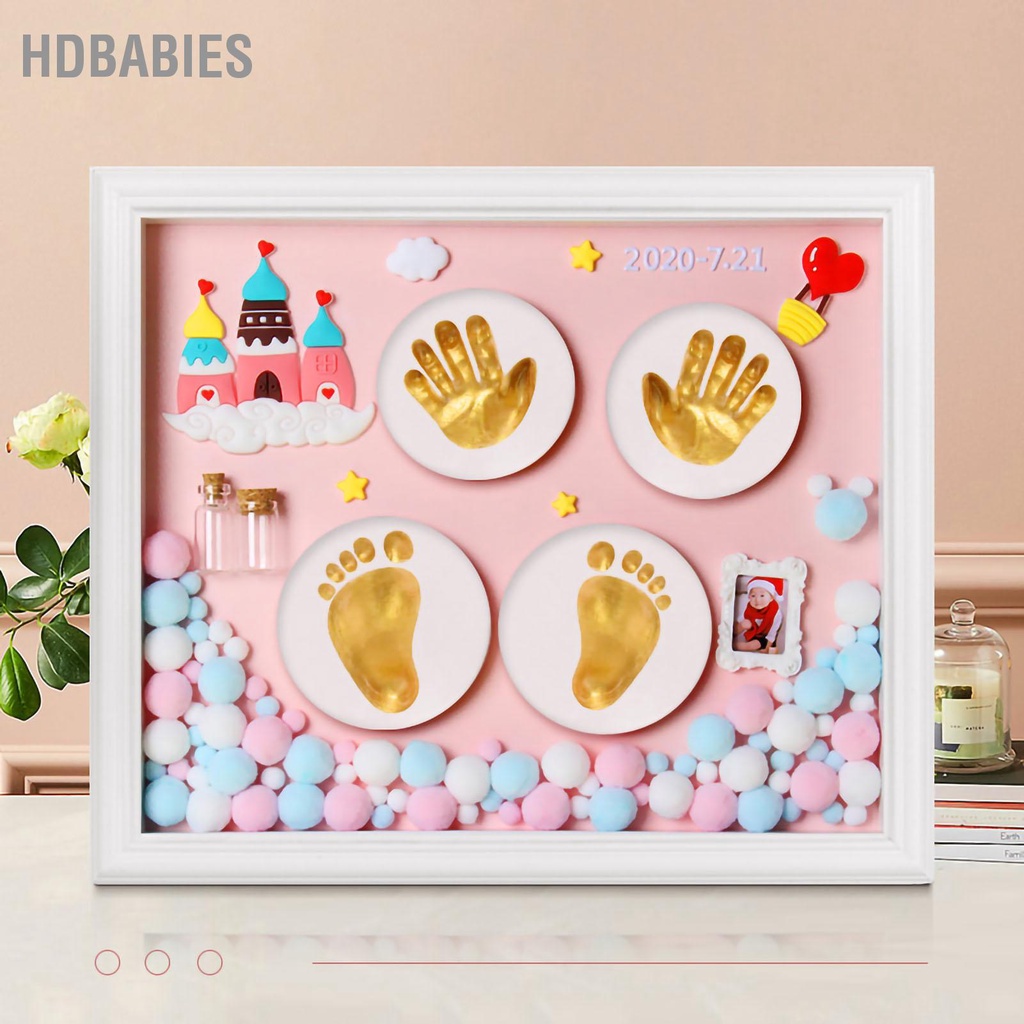 HDbabies Baby Handprint Footprint Makers Kit Phim Hoạt Hình Dấu Chân Trẻ Sơ Sinh Khung Lưu Niệm Món Quà Trang Trí