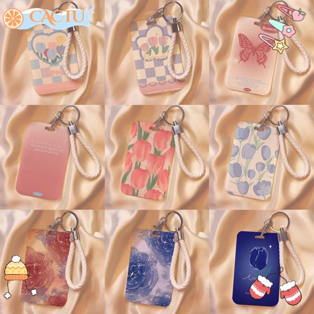 CACTU Ví Đựng Thẻ Bằng Nhựa Họa Tiết Hoạt Hình Dành Cho Nam Nữ