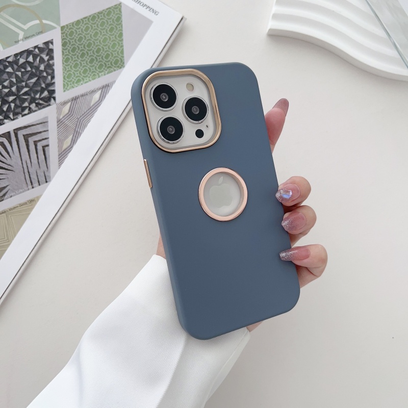Ốp Điện Thoại Silicone Mềm Màu Trơn Có Vòng Nhẫn Kim Loại Mạ Điện Cho iPhone 14 13 12 11 Pro Max 14 Plus