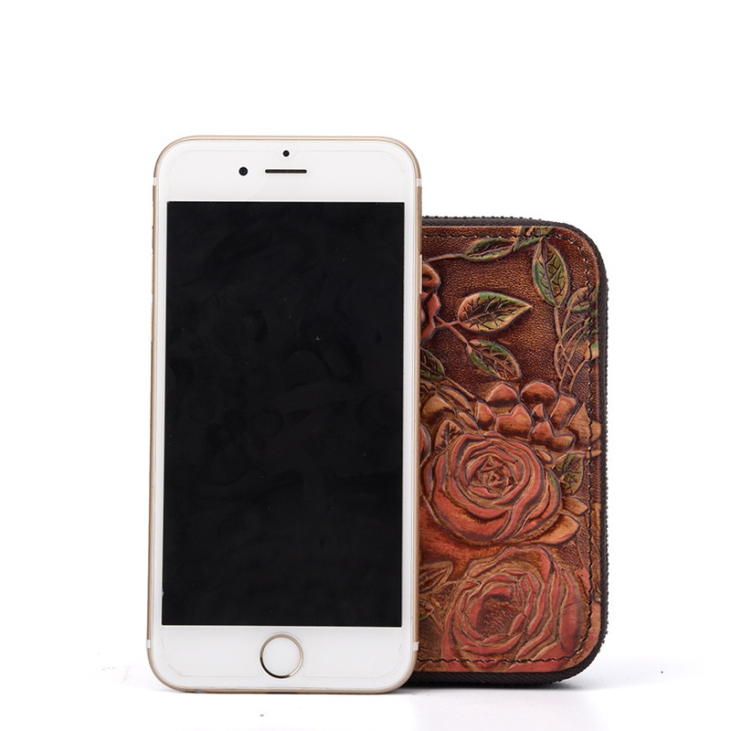 Ví Da Bò Thật Nhiều Ngăn Đựng Thẻ Có Khóa Kéo Cá Tính