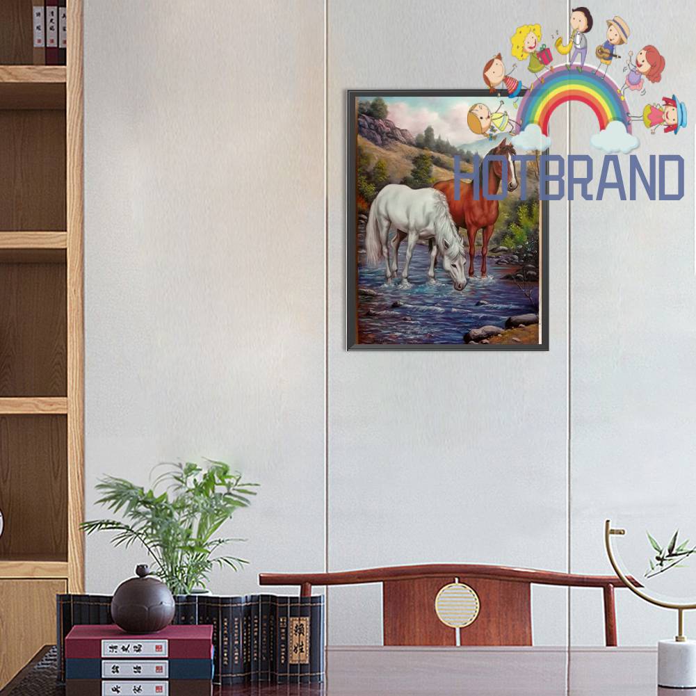 Tranh Đính Đá Kim Cương Toàn Bộ 5D DIY Hình Vẽ Ngựa