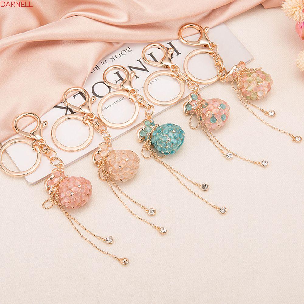 DARNELL Móc Khóa Hình Mắt Mèo Đính Đá Lấp Lánh Phong Cách Trung Hoa