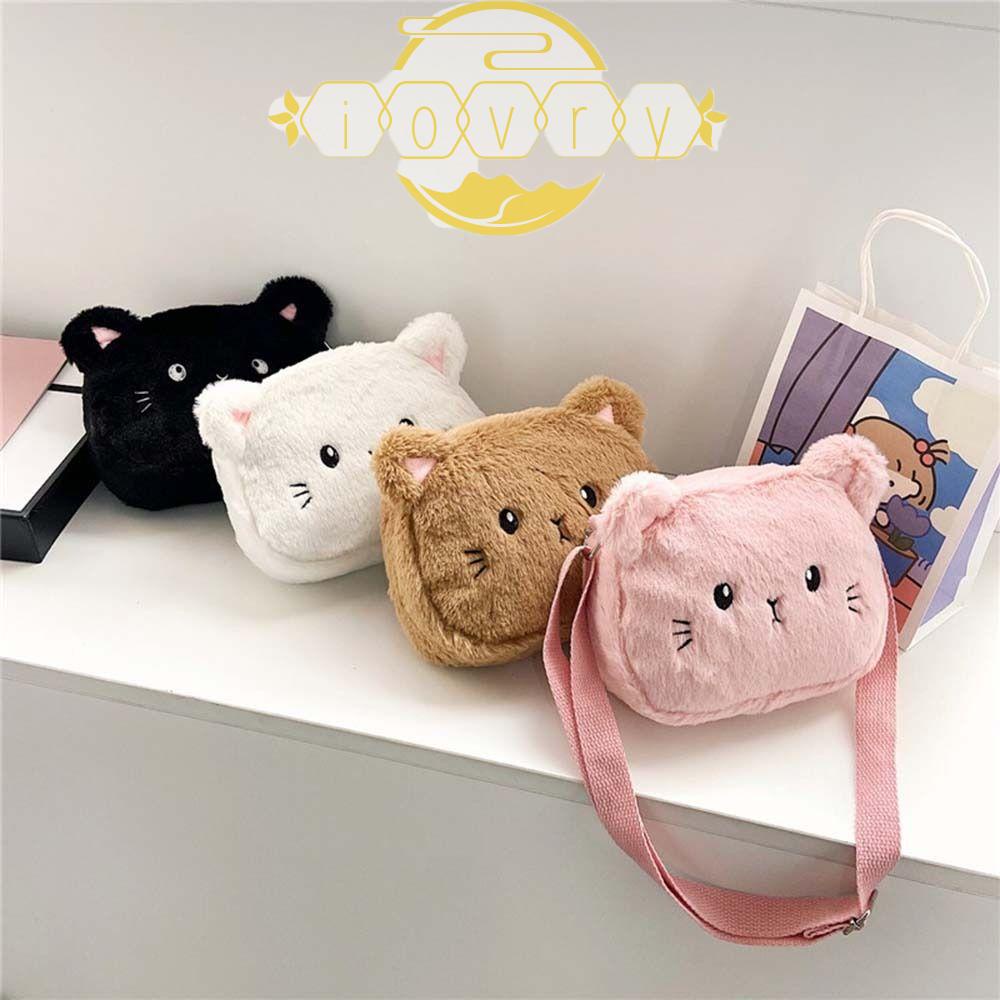 IVORY Túi Đeo Chéo Vai Hình Mèo Hoạt Hình Bằng Vải Bông Mềm Mại Dành Cho Trẻ Em Làm Quà Sinh Nhật