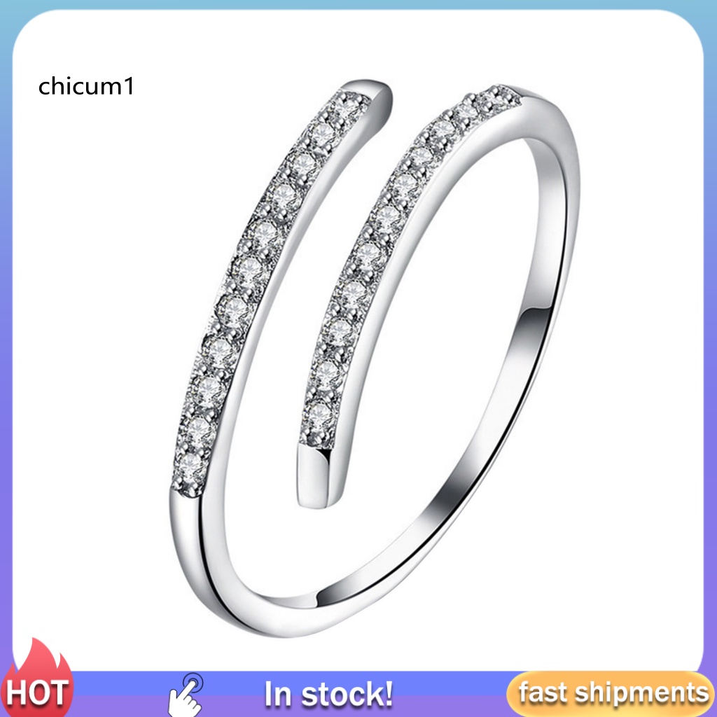 Nhẫn Hở Mạ Bạc 925 Đính Đá Zircon Đơn Giản