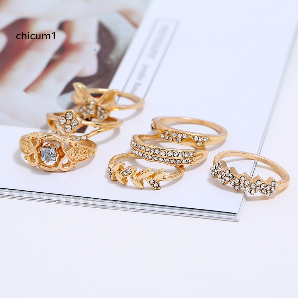 Set 7 Nhẫn Midi Đơn Giản Nhiều Kiểu Dáng Cho Nữ