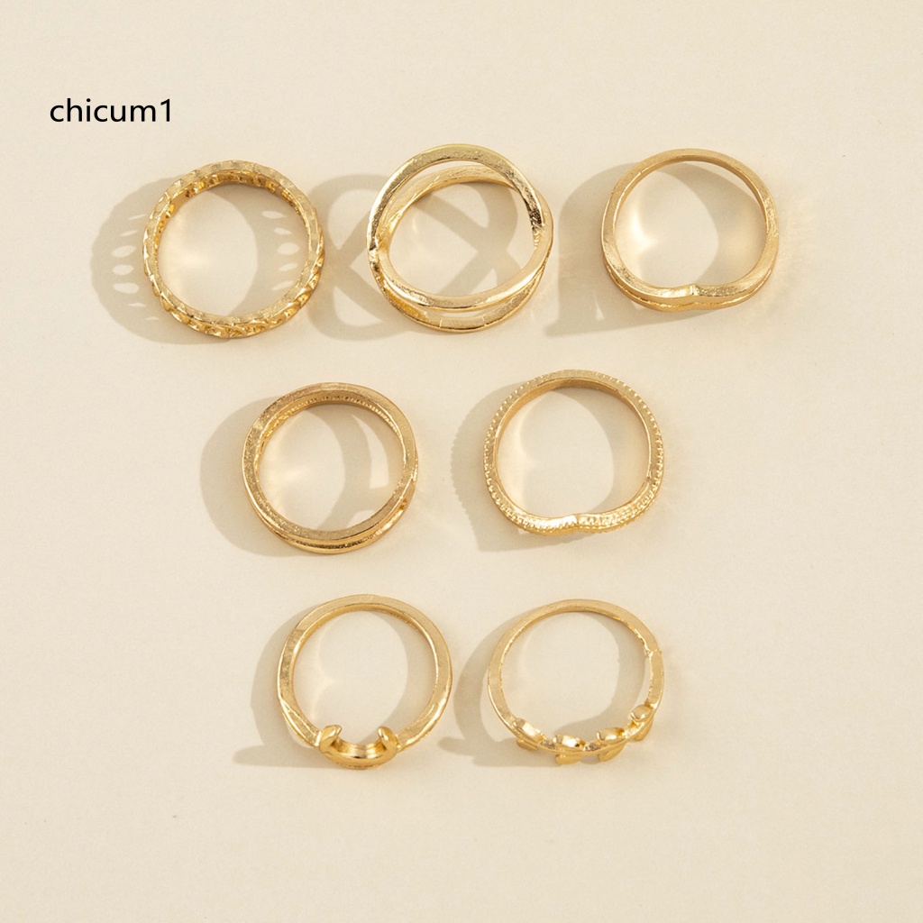 Set 7 Nhẫn Nữ Màu Sắc Nhã Nhặn Phong Cách Vintage