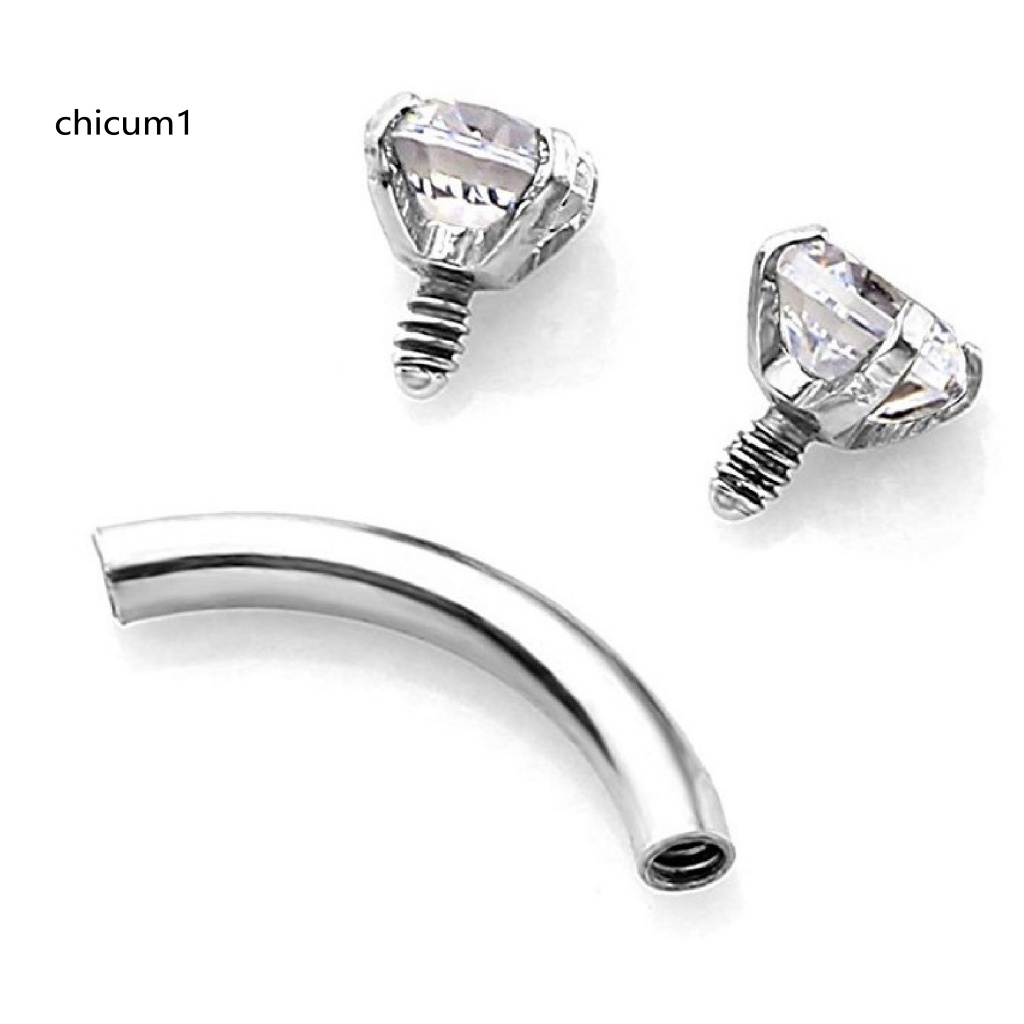Khuyên Xỏ Lông Mày Đính Đá Zircon Bằng Thép Không Gỉ Chống Mài Mòn Cho Nữ