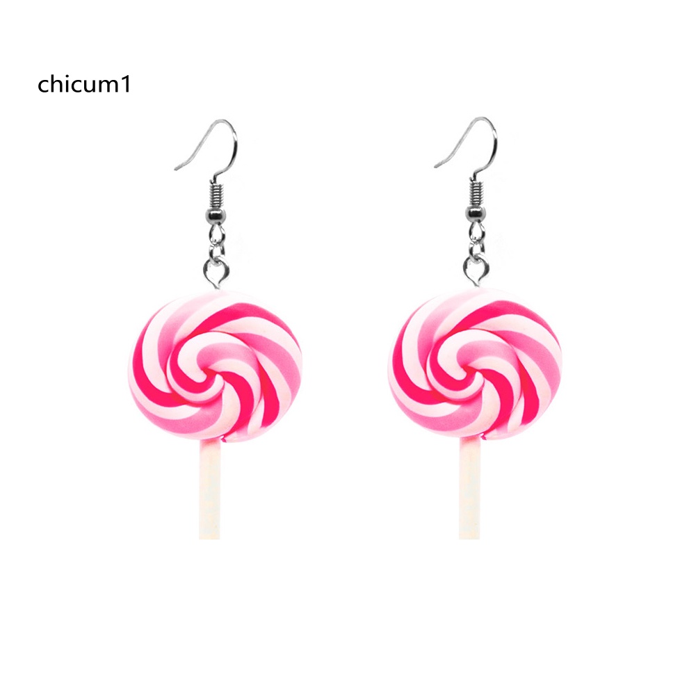 Khuyên Tai Dạng Móc Hình Kẹo Mút Màu Cầu Vồng Thời Trang Cho Nữ