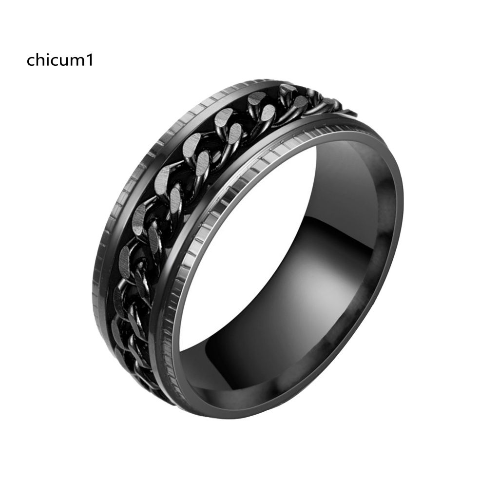 Nhẫn Thời Trang Kiểu Dây Xích Dát Đá Bóng Đơn Giản Cho Nam