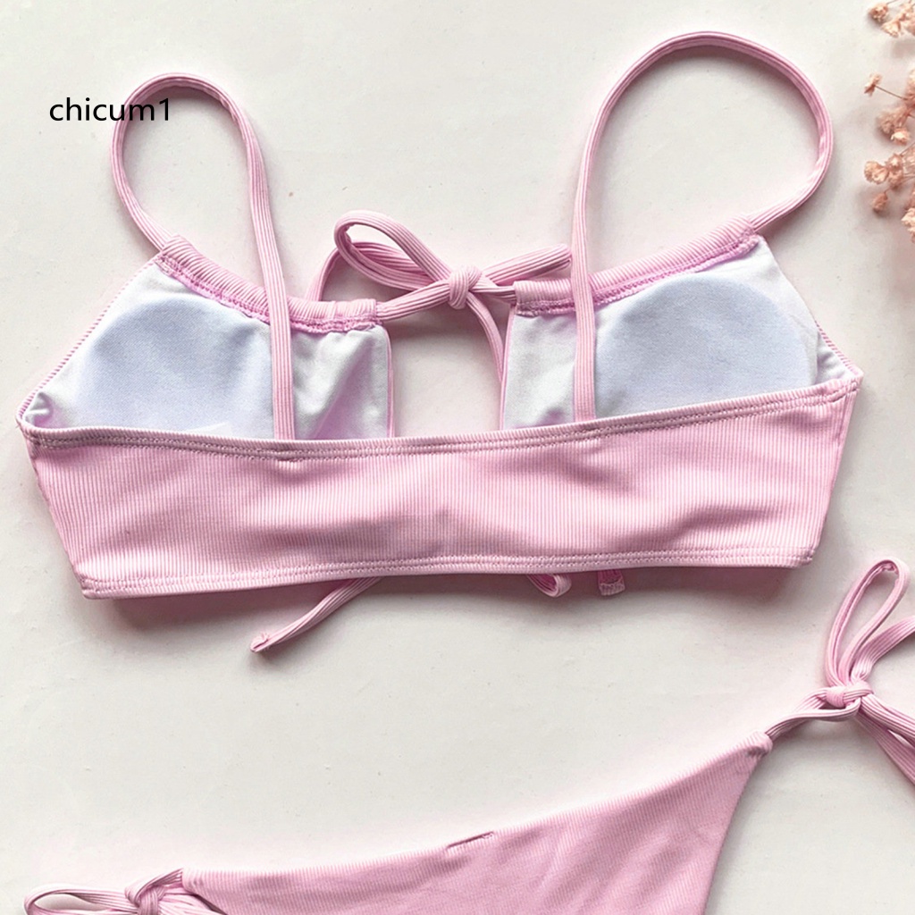 Bộ Bikini 2 Mảnh Hở Lưng Có Dây Cột Gợi Cảm Cho Nữ