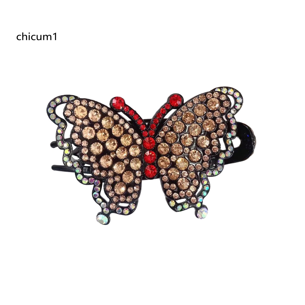Kẹp Tóc Hình Bướm Đính Đá Nhiều Màu Chống Trượt Trọng Lượng Nhẹ