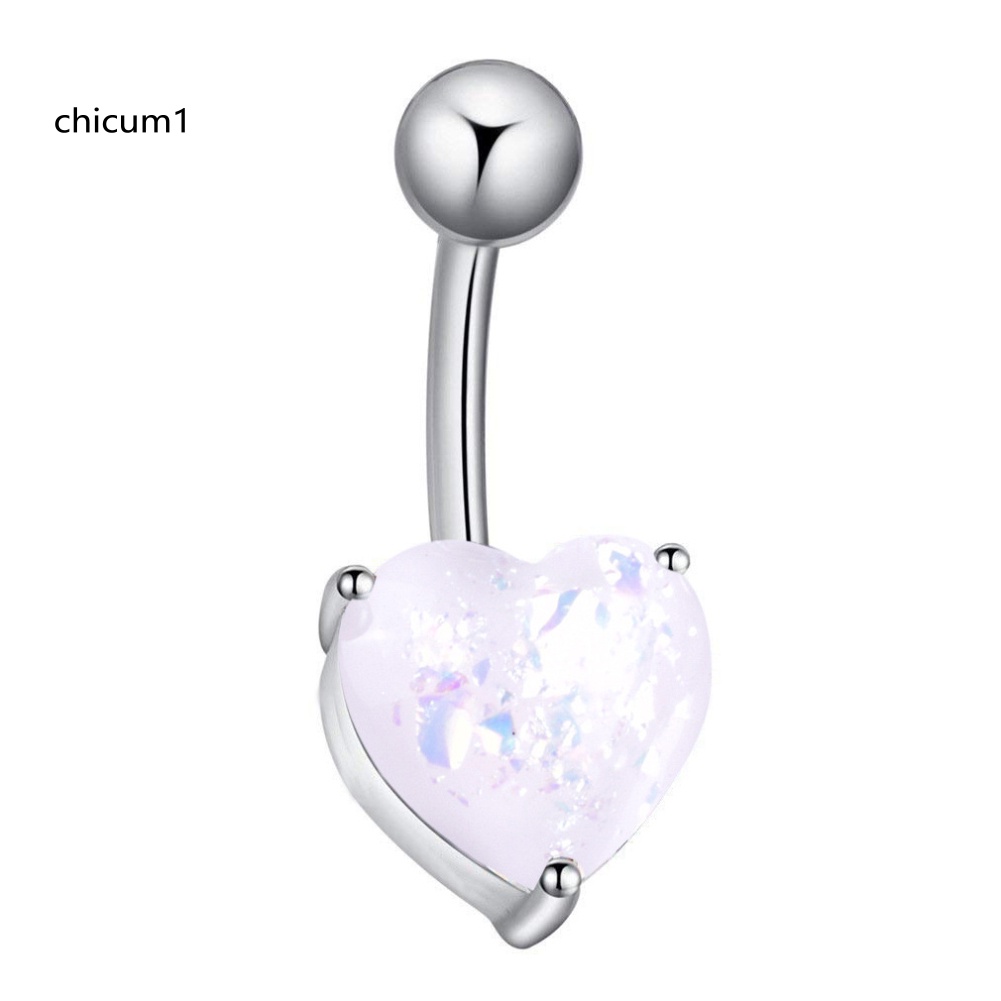 1 Khuyên RốN HìNh Tim ĐíNh NgọC MắT MèO Xinh XắN