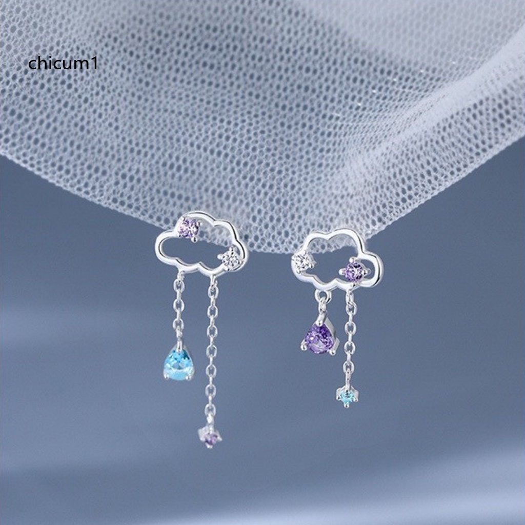 1 Cặp Bông Tai Hình Đám Mây Lấp Lánh Bằng Hợp Kim Không Gây Dị Ứng Thời Trang Cho Nữ