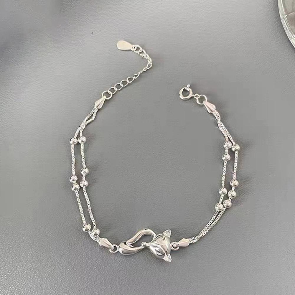 Vòng Đeo Tay Màu Bạc Hình Con Cáo Dễ Thương Sáng Tạo Dành Cho Nữ