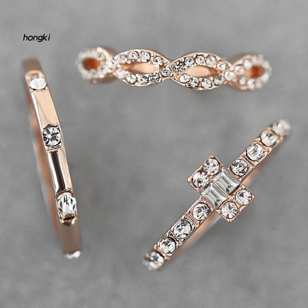 Bộ 3 Nhẫn Đeo Tay Thiết Kế Tối Giản Cá Tính