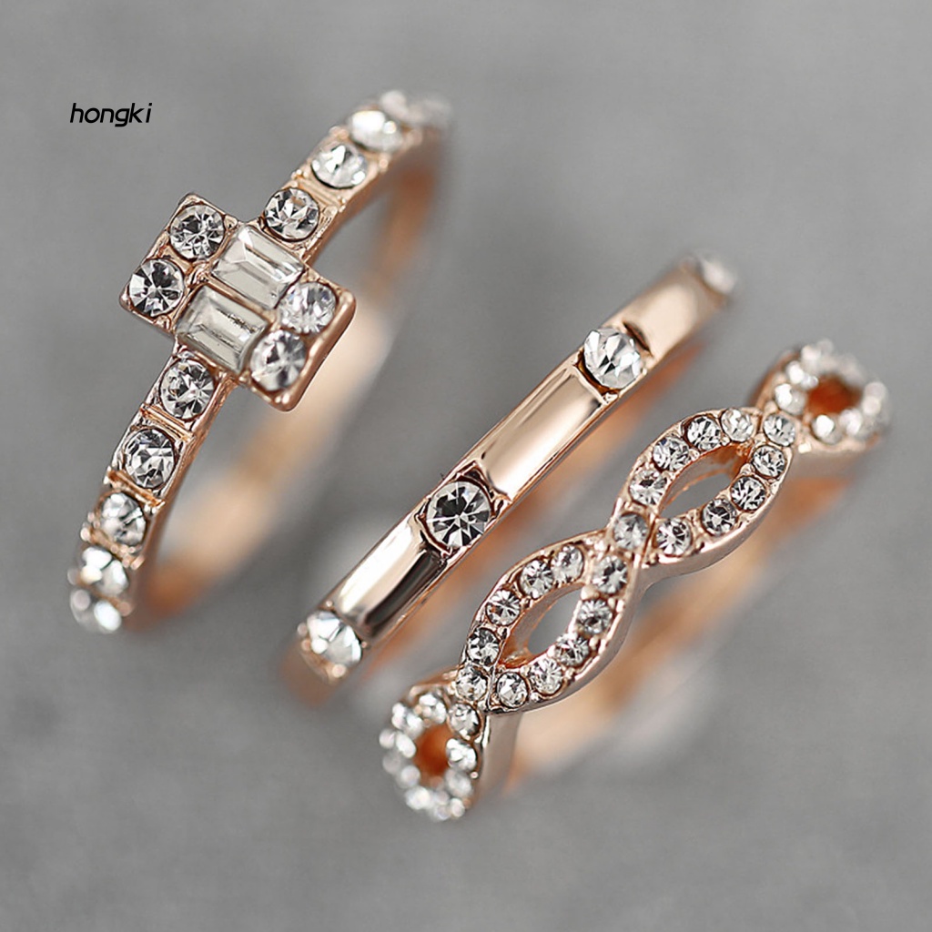 Bộ 3 Nhẫn Đeo Tay Thiết Kế Tối Giản Cá Tính