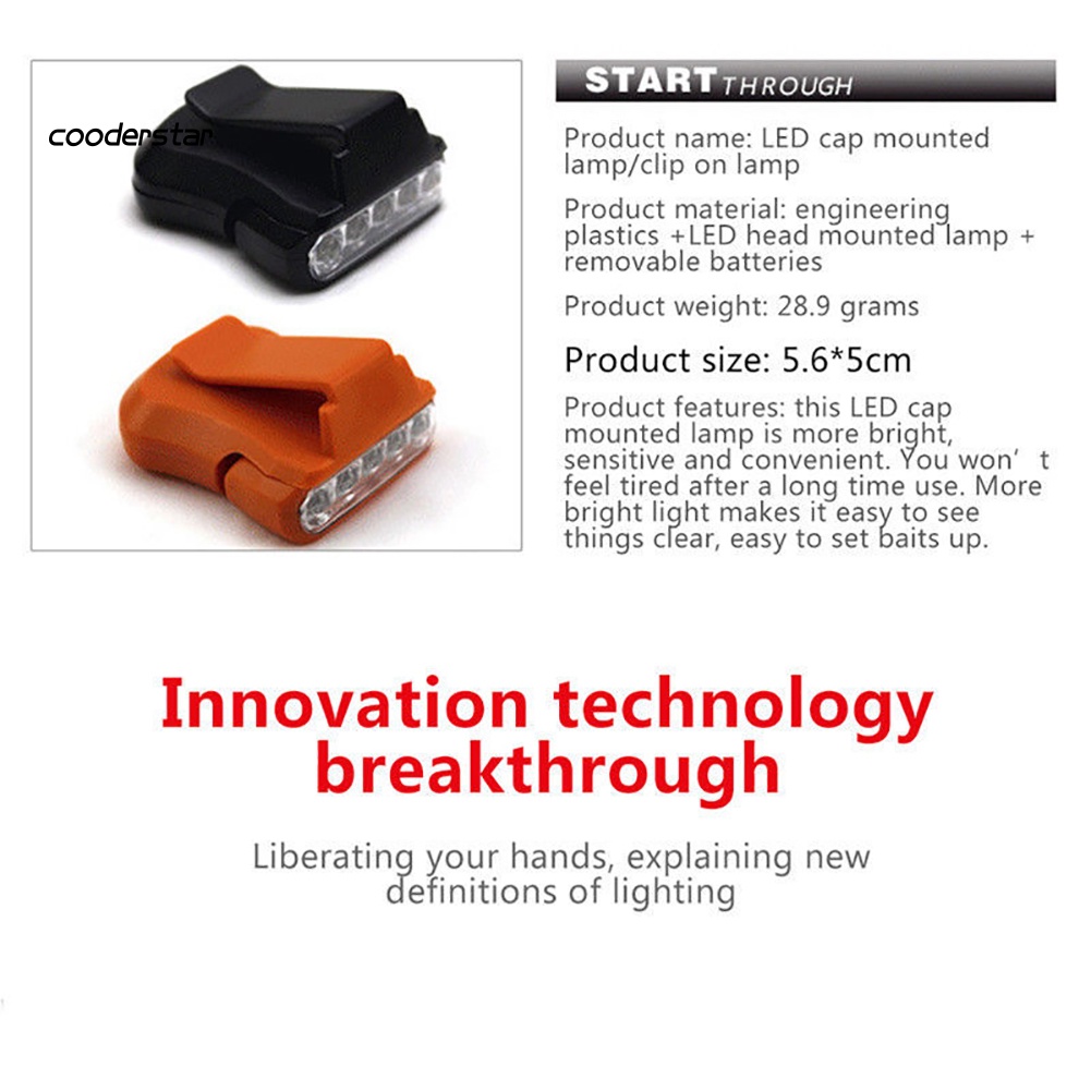 Đèn Led 5 Bóng Có Kẹp Gắn Mũ Lưỡi Trai Tiện Dụng Khi Đi Câu Cá / Cắm Trại