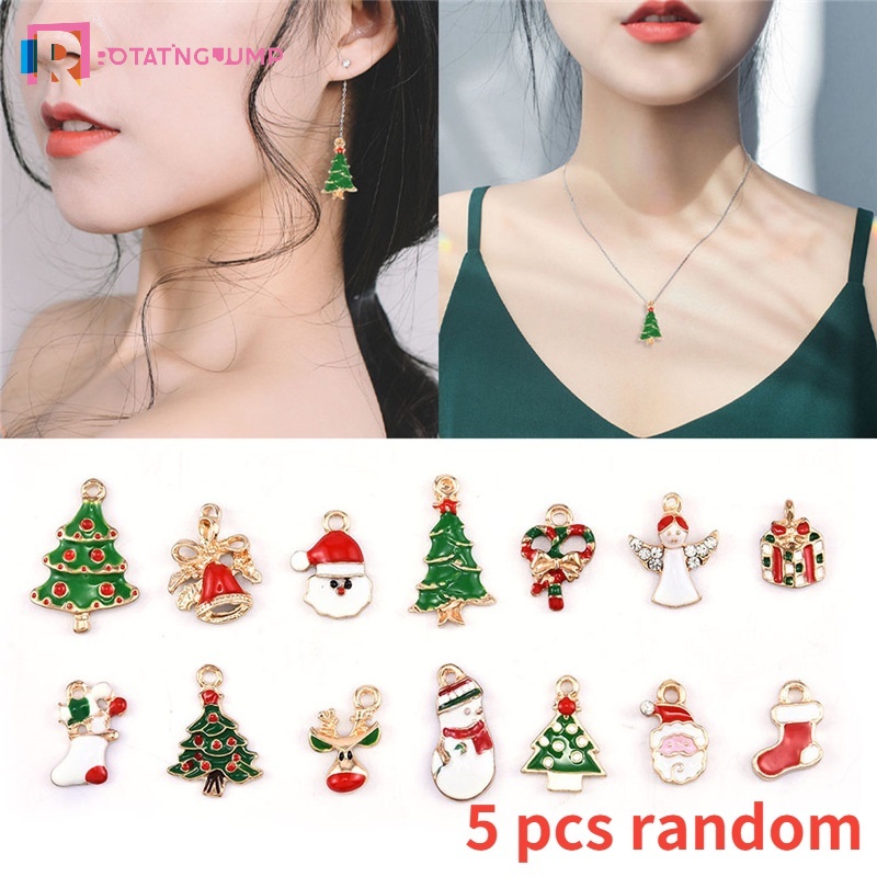 Set 5 Phụ Kiện Treo Trang Trí Giáng Sinh / Năm Mới Bằng Hợp Kim Kim Loại
