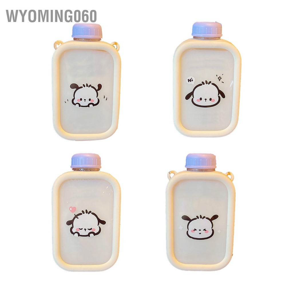 Wyoming060 Chai Nước Dễ Thương Niêm Phong Bằng Nhựa Thiết Kế Chống Rò Rỉ Bình Trọng Lượng Nhẹ Có Dây Đeo Vai Cho Học Sinh
