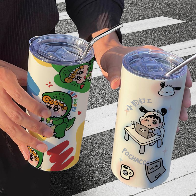 Bình Nước Giữ Nhiệt Bằng Thép Không Gỉ In Hình Cậu Bé Bút Chì Shin-Chan Xiaokui