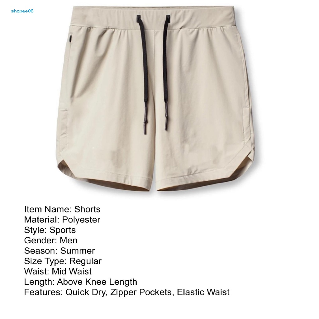 Quần Short Dây Rút Eo Co Giãn Mềm Mại Thoáng Khí Màu Trơn Có Túi Cho Nam Đi Biển