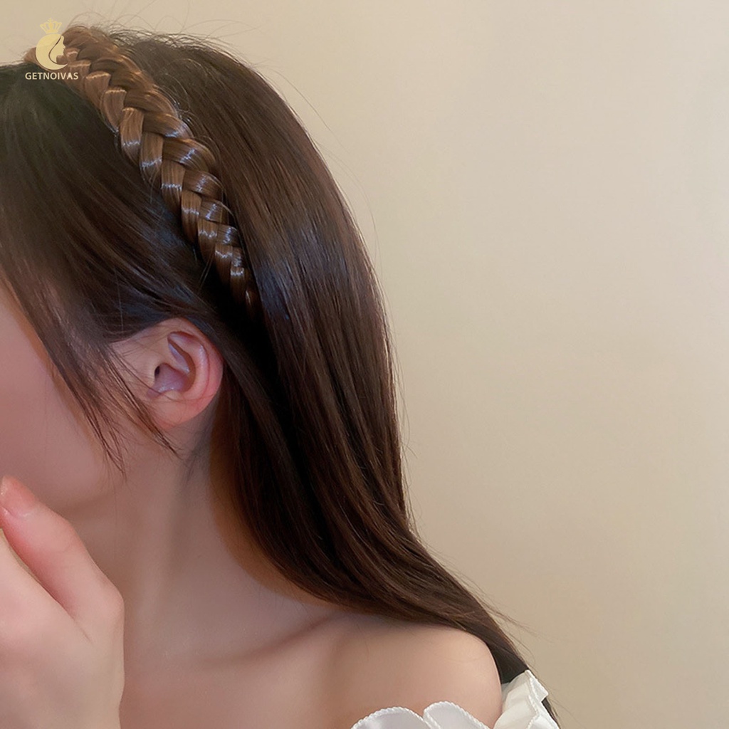 GETNOIVAS Băng Đô Bện Tóc Màu Trơn Sáng Tạo Phong Cách Vintage Cho Nữ
