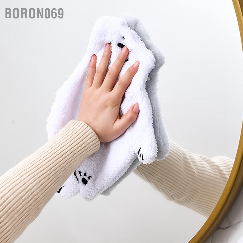 Boron069 Khăn Tay Dễ Thương Họa Tiết Gấu Nhỏ Dày Thấm Hút Nhanh Khô Treo Cho Nhà Bếp Phòng Tắm