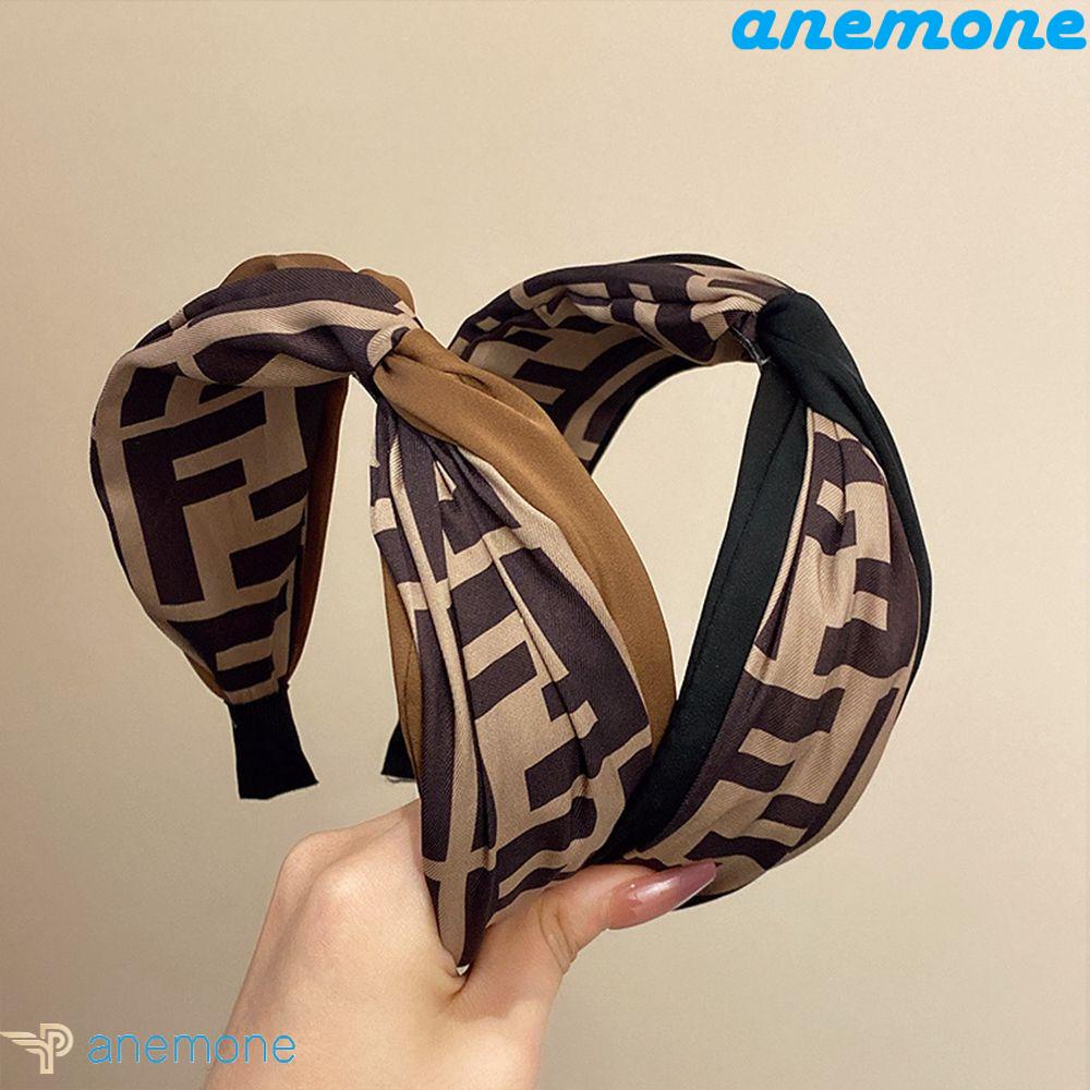 ANEMONE Băng Đô Cài Tóc Bản Rộng Thắt Nút Chéo Màu Trơn Đơn Giản Ngọt Ngào Cho Nữ