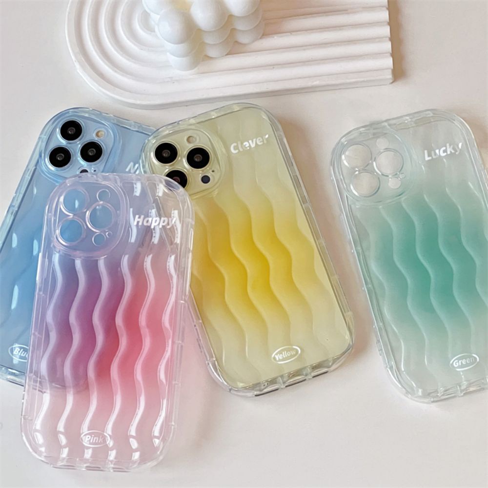 Ốp Điện Thoại TPU Mềm Trong Suốt Họa Tiết Lượn Sóng Màu Gradient Chống Trượt Cho IPhone 11 12 13 14 Pro Max