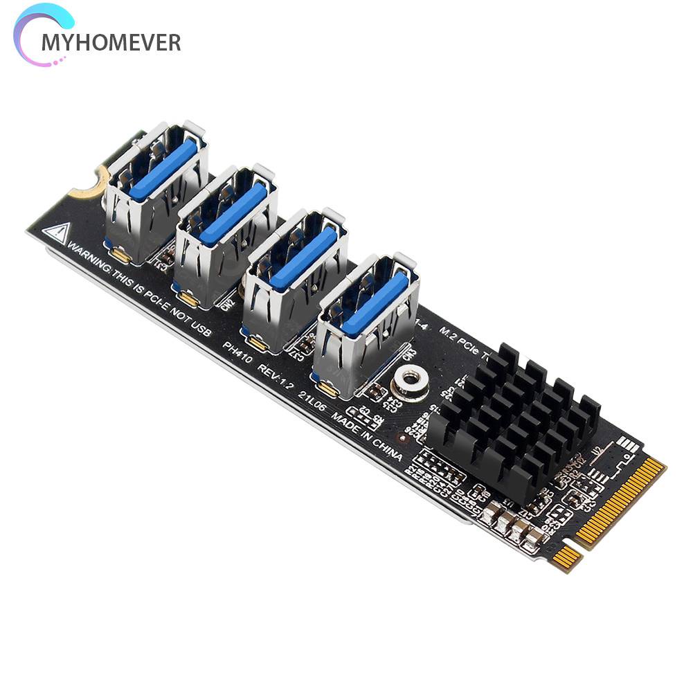 Thẻ Mở Rộng M.2 Mkey Sang 4 PCI-E Tốc Độ Cao Usb 3.0 Cho Máy Tính Bàn