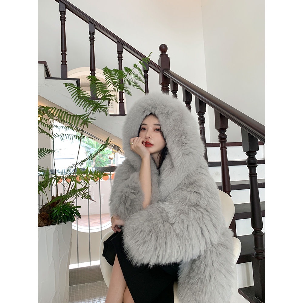 Áo Khoác Giả Lông Cáo Dày Dặn Phong Cách Mới Thân Thiện Với Môi Trường