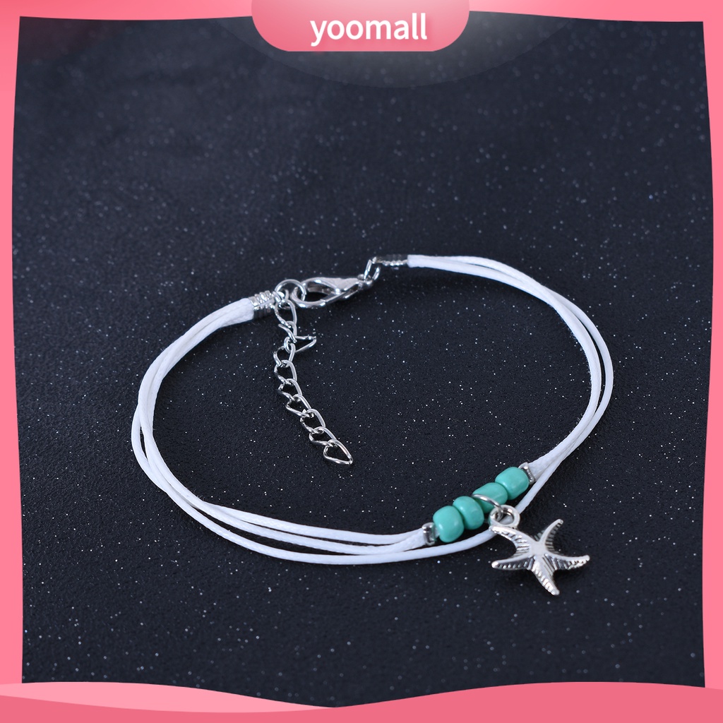 Lắc Chân Nhiều Lớp Đính Hạt Và Ngôi Sao Biển Phong Cách Boho Thời Trang Cho Nữ