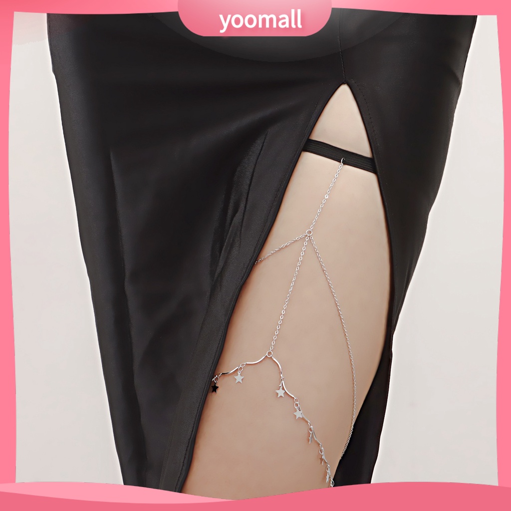 [YM] Dây Xích Cơ Thể Nhiều Lớp Tua Rua Bắt Mắt Hình Học Có Thể Điều Chỉnh Trang Trí Đầm Quyến Rũ Cho Nữ Dây Xích Đeo Đùi Dùng Đi Biển Tiện Dụng