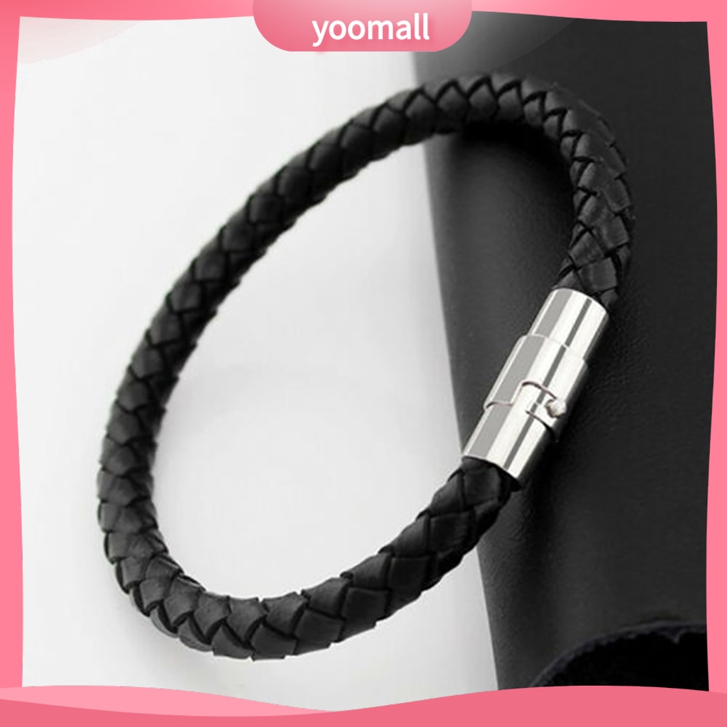 [YM] Vòng Đeo Tay Dây Da Bện Khóa ic Đa Năng Cho Nam Kỷ Niệm