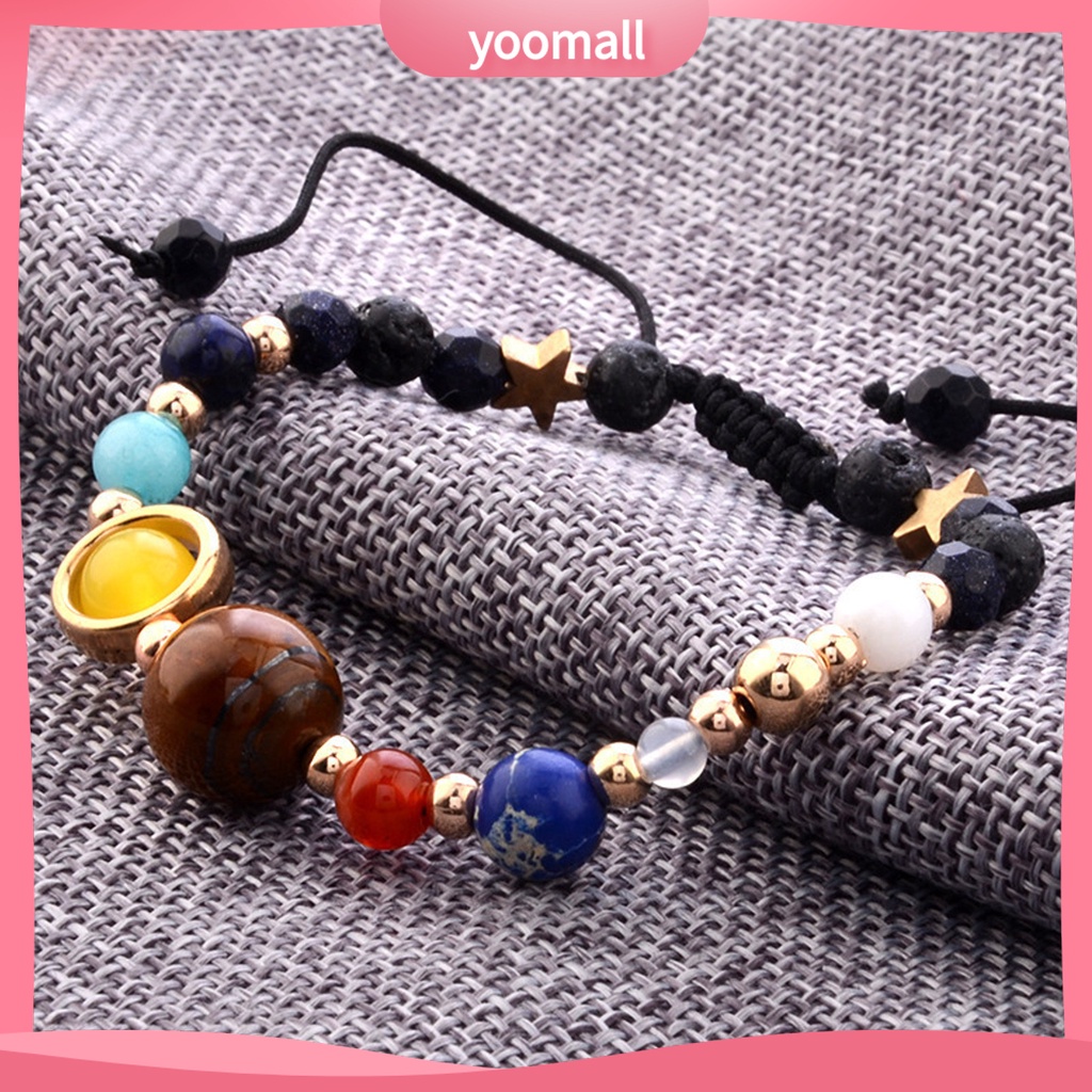 [YM] Vòng Tay Chuỗi Hạt Hình Hành Tinh Tám Hành Tinh Nhiều Màu Sắc Có Thể Điều Chỉnh Làm Quà Tặng Trang Sức Cho Nam Và Nữ Hệ Mặt Trời