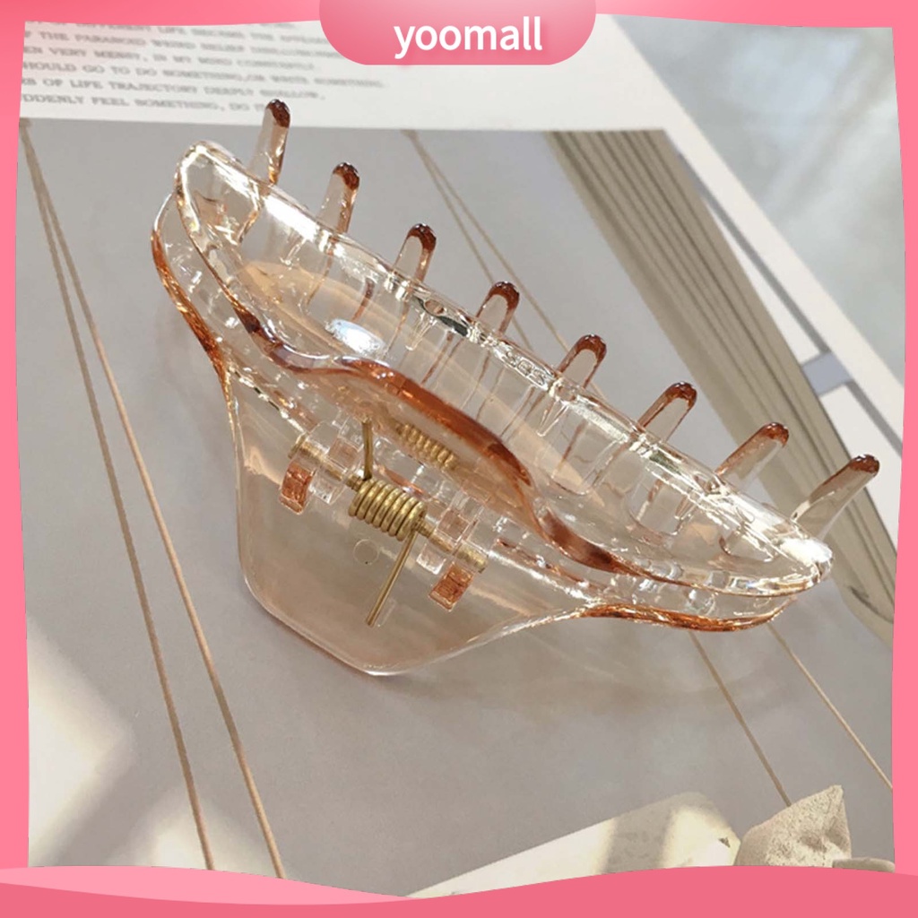 Kẹp Tóc Càng Cua Bằng PC Trong Suốt Co Giãn Chống Trượt Màu Trơn Thời Trang