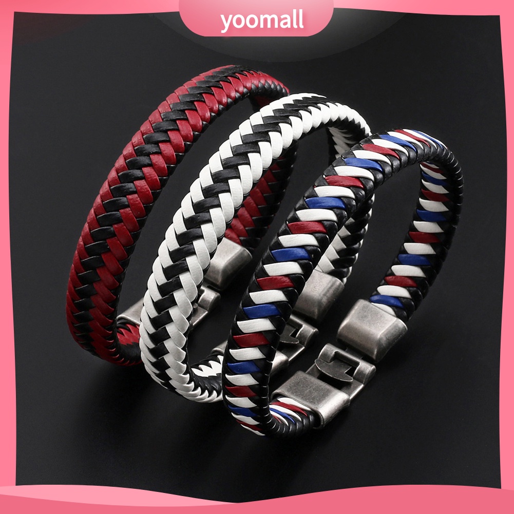 Vòng Tay Giả Da Bện Dây Khóa Trang Sức Thời Trang Cho Nam Nữ