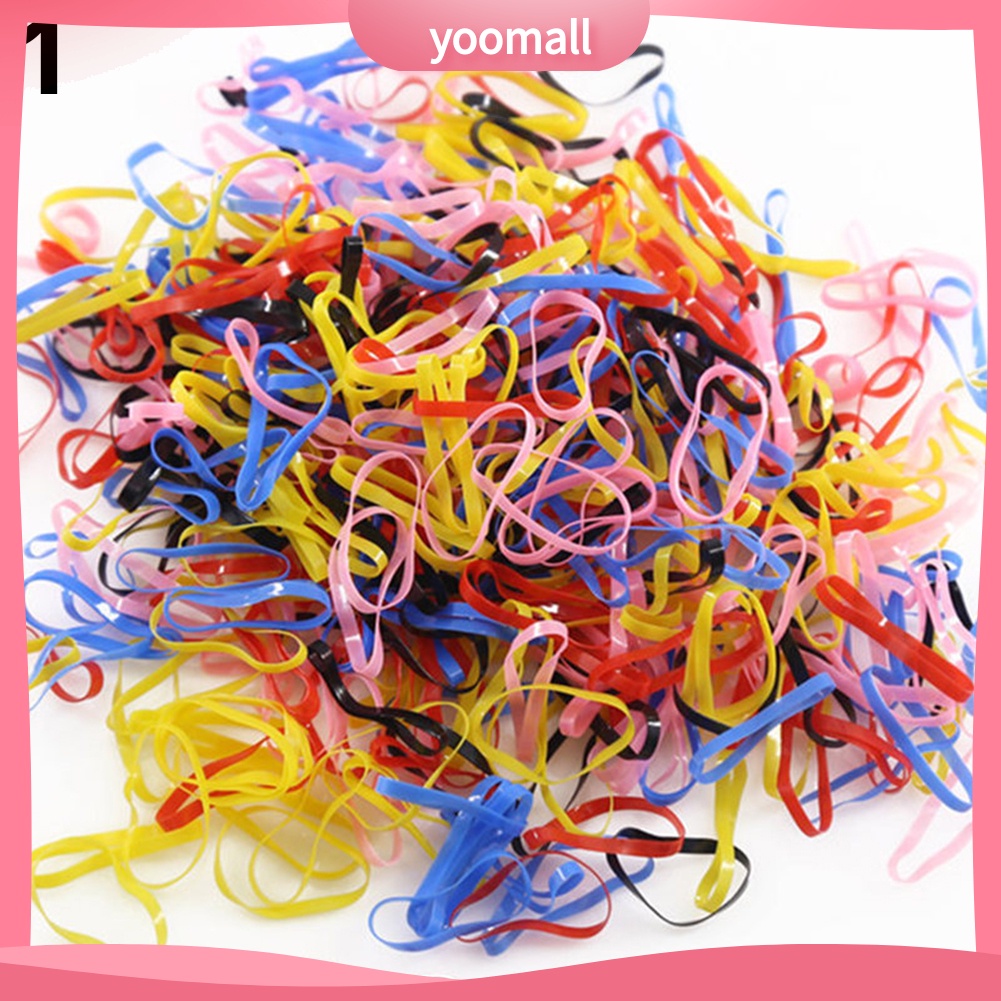 Hộp 2000 Dây Buộc Tóc Chất Liệu Cao Su TPU Co Giãn Nhiều Màu Sắc Cho Bé Gái