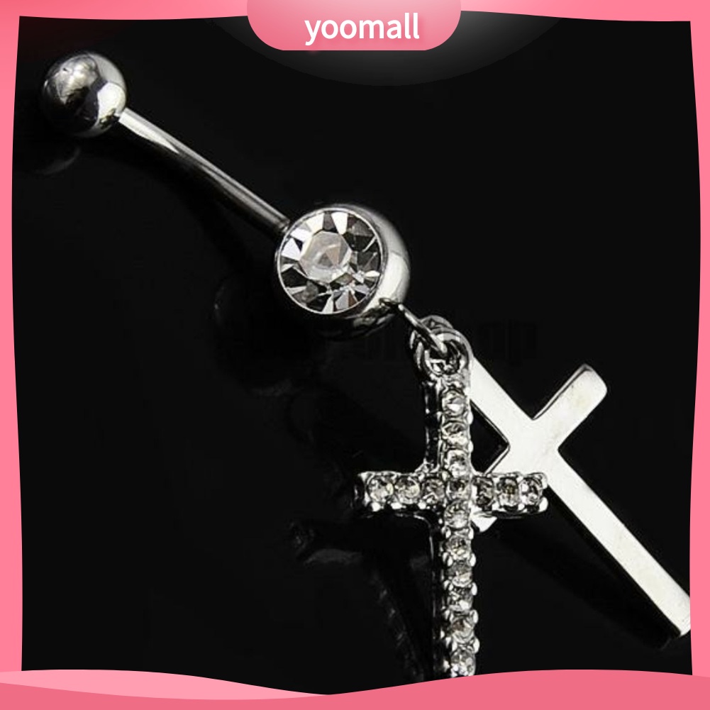 Khuyên Rốn Dạng Thanh Tạ Kép Đính Đá