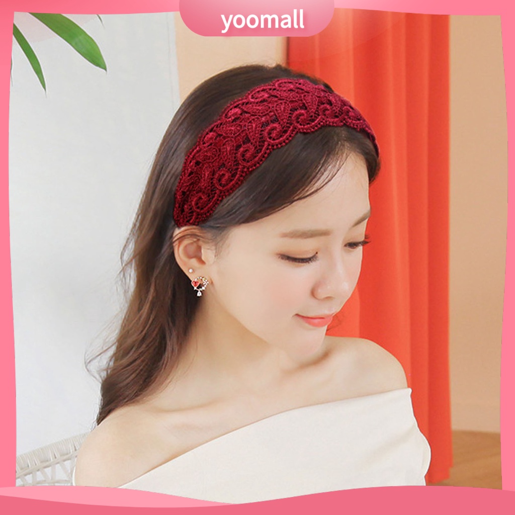 Băng Đô Cài Tóc Cố Định Răng Rộng Chống Trượt Thêu Ren Tinh Tế