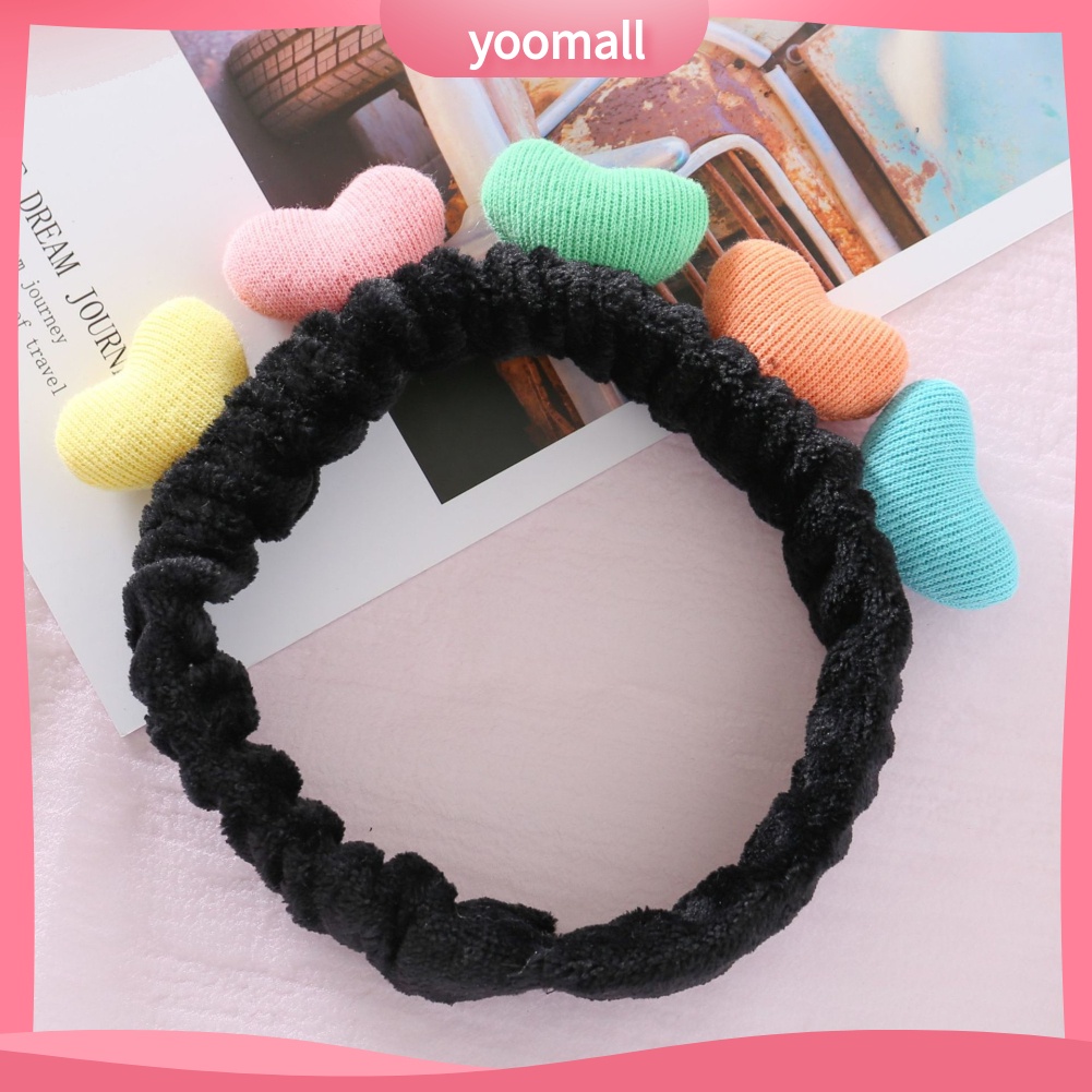 Băng Đô Rửa Mặt / Trang Điểm Co Giãn Mềm Mại Hình Trái Tim Dễ Thương Cho Nữ