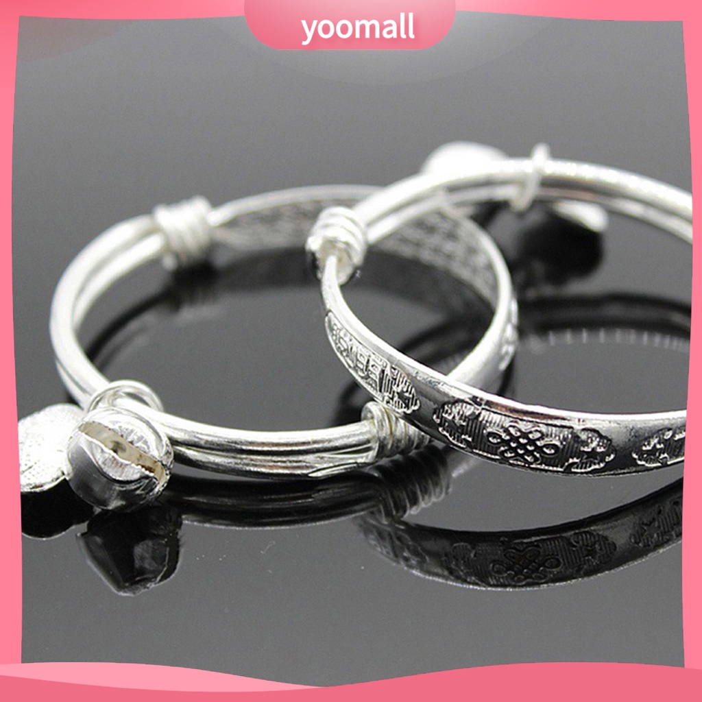 [YM] Vòng Tay Dây Đeo Cổ Tay Họa Tiết Dập Nổi Có Chuông Có Thể Điều Chỉnh