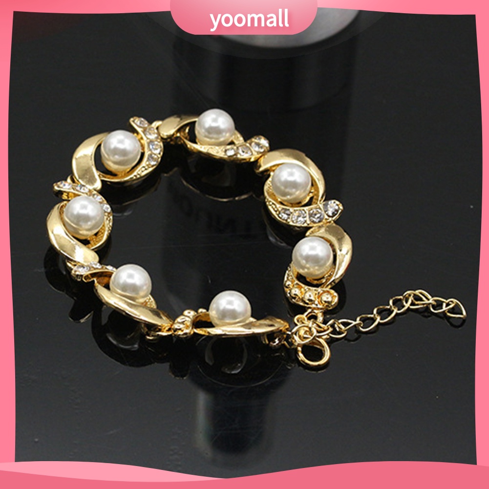 Vòng Tay Đính Đá Ngọc Trai Nhân Tạo Có Thể Điều Chỉnh Thời Trang Dành Cho Nữ