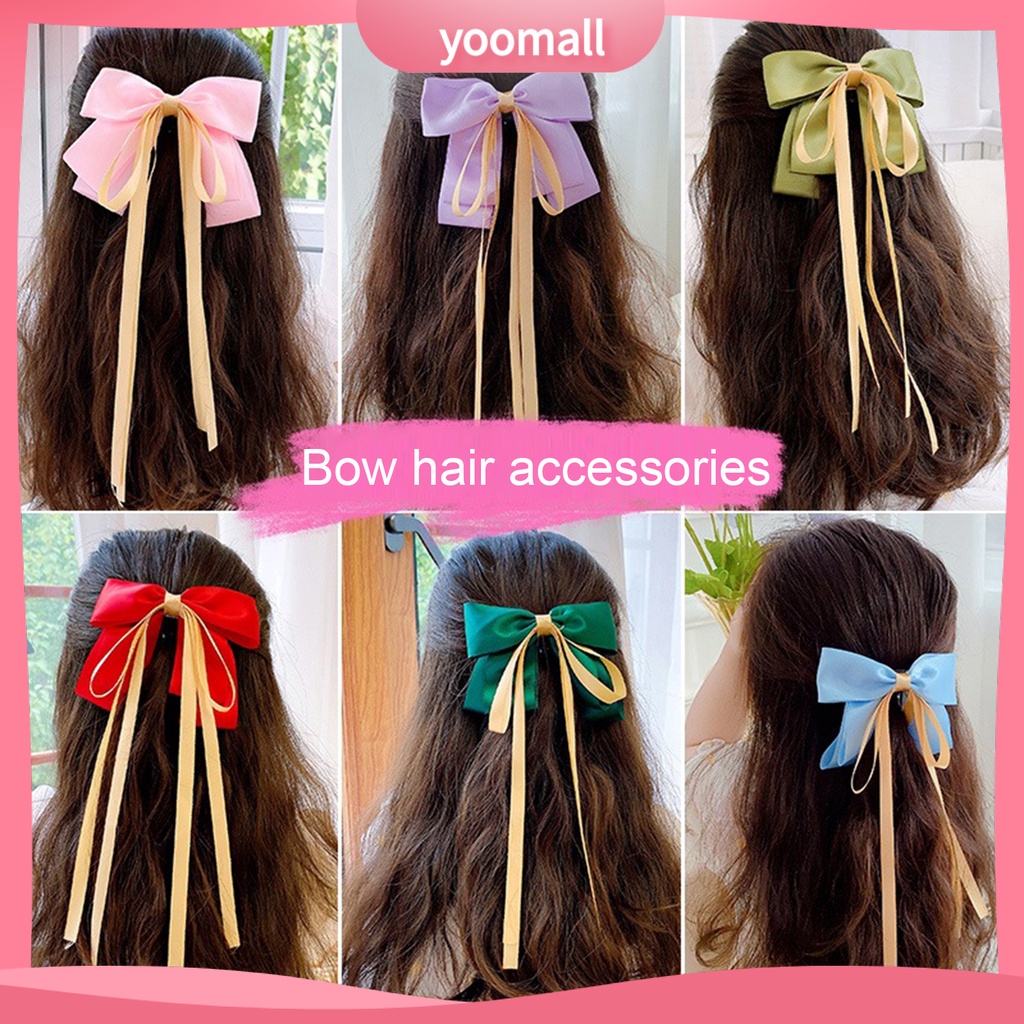 Kẹp Tóc Nơ Ruy Băng Dài Co Giãn Ngọt Ngào Cho Nữ