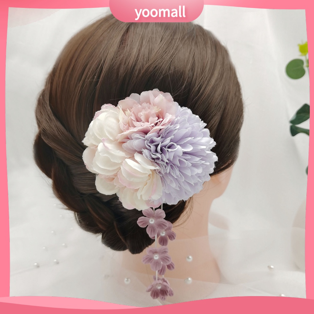 Bộ 3 Kẹp Tóc Chữ U Đính Hoa Giả Chống Rơi Thời Trang Cho Nữ